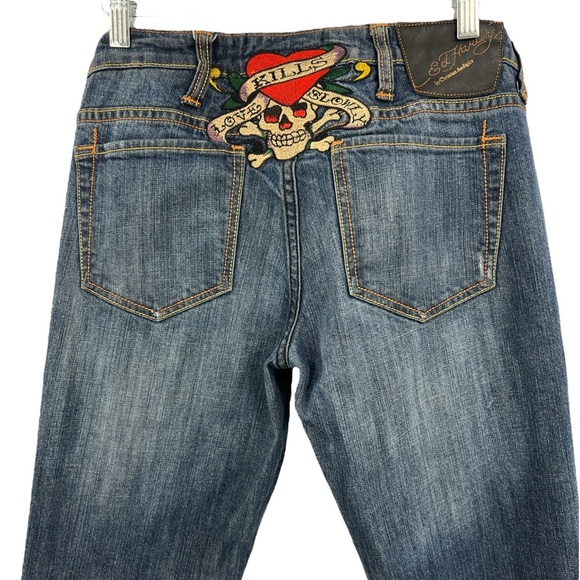 Ed Hardy straight leg logo streetwear retro jeans size 30 women’s - Picture 4 of 14